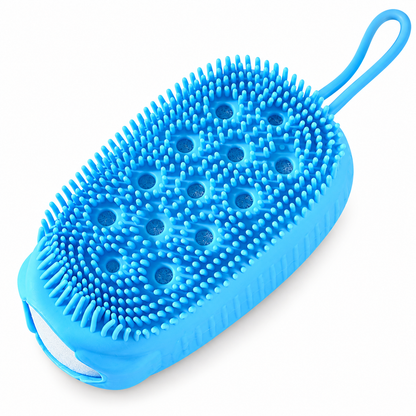 Silicone Body Scrubber with Soap Holder, Back Scrubber Shower Brush with Soft Silicone Bristles, Exfoliating Bath Brush for Men Women, Deep Cleansing Massage Body Wash Tool