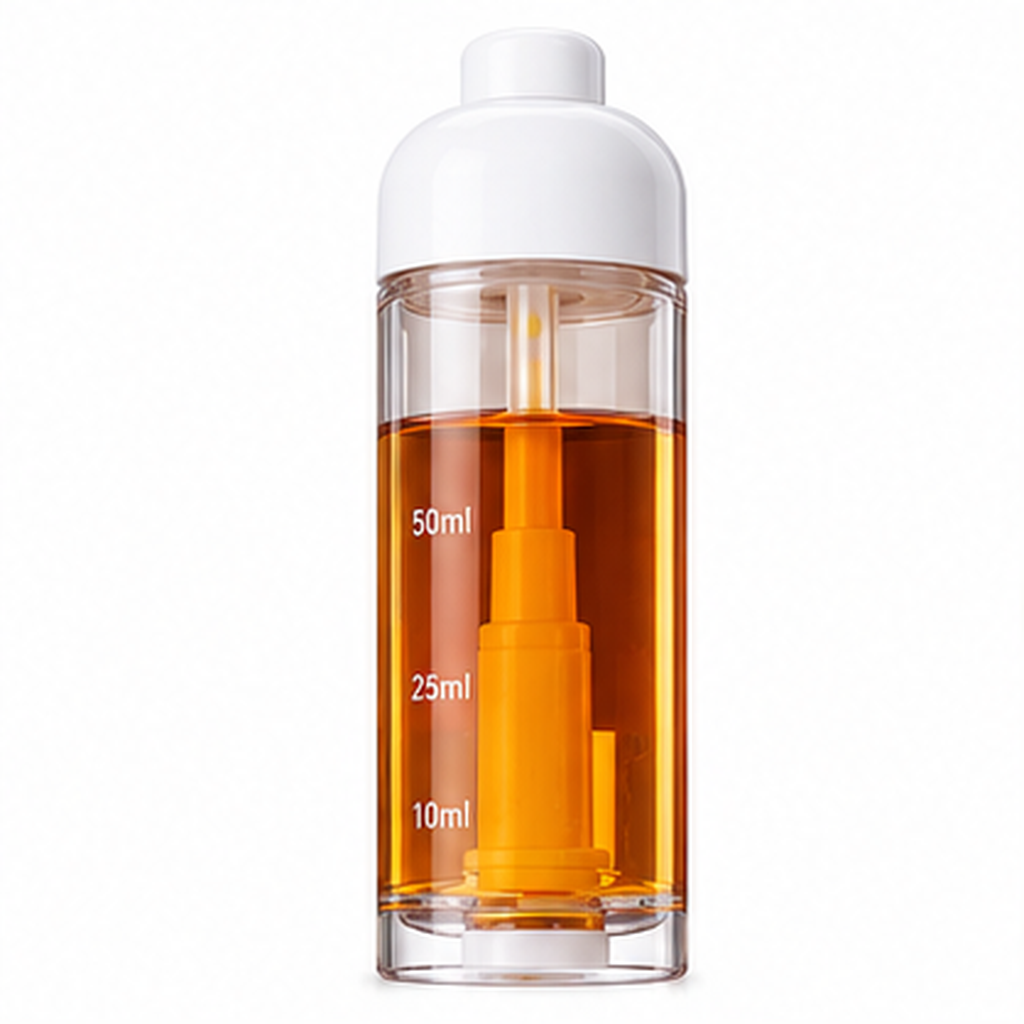 Cooking Oil Sprayer Bottle 50ml, Refillable Downward Spray Oil Dispenser with Vertical Press Design, Transparent Bottle & Measurement Scale for Air Fryer, BBQ, Salad, Baking and Kitchen Use