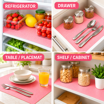 Refrigerator Shelf Liner Mats, Food Grade Waterproof Drawer Liners, Thick Anti-Oil & Moisture Resistant Cabinet Mats, Cut to Fit Kitchen Shelves, Drawers, Closets and Shoe Cabinets