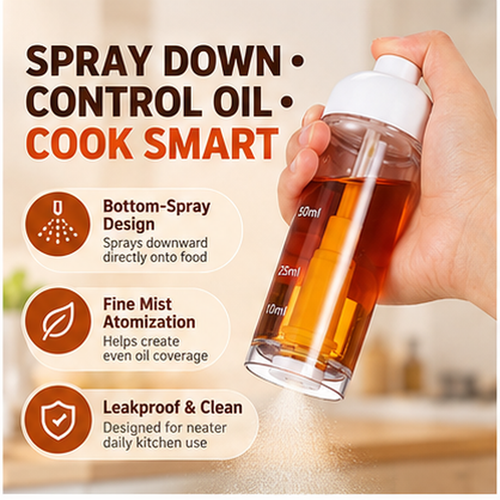 50ml Cooking Oil Sprayer Bottle – Downward Spray for Precise Oil Control, Air Frying, Grilling, Baking & Everyday Cooking