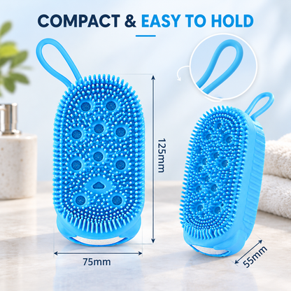 Silicone Body Scrubber with Soap Holder, Back Scrubber Shower Brush with Soft Silicone Bristles, Exfoliating Bath Brush for Men Women, Deep Cleansing Massage Body Wash Tool