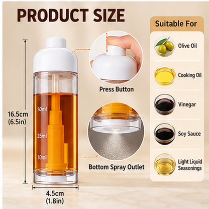 Cooking Oil Sprayer Bottle 50ml, Refillable Downward Spray Oil Dispenser with Vertical Press Design, Transparent Bottle & Measurement Scale for Air Fryer, BBQ, Salad, Baking and Kitchen Use
