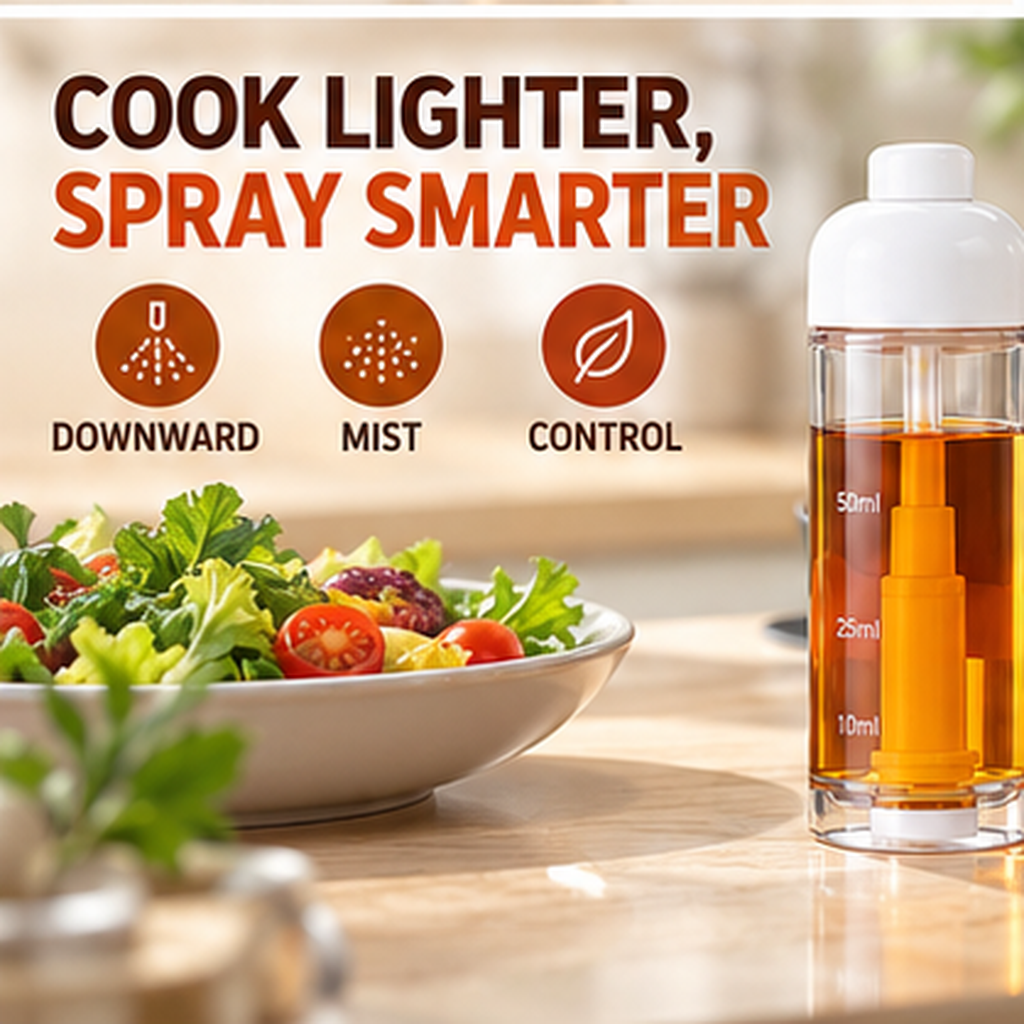 50ml Cooking Oil Sprayer Bottle – Downward Spray for Precise Oil Control, Air Frying, Grilling, Baking & Everyday Cooking