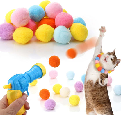 🔥 Playtime Just Got Cuter! 🐱 Cat Ball Launcher – Battery-Free, Easy-Launch Fun with Soft Pom-Poms for Indoor Play 🐾