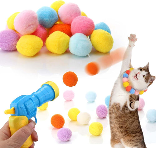 🔥 Playtime Just Got Cuter! 🐱 Cat Ball Launcher – Battery-Free, Easy-Launch Fun with Soft Pom-Poms for Indoor Play 🐾