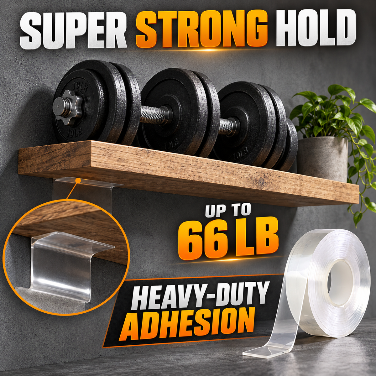 Heavy Duty Acrylic Gel Double Sided Tape, 32.1FT Transparent Reusable Waterproof Mounting Tape, Cuttable No-Trace Adhesive Strip for Home Decor, Wall Fixing, and Smooth Surface Applications  Option 2: