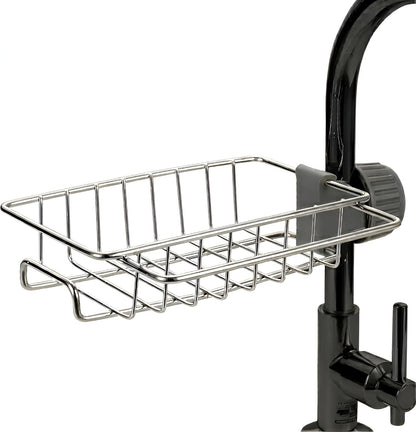 Kitchen Sink Faucet Organizer,Stainless Steel Detachable Hanging Faucet Drain Rack Faucets Storage Rack Sponge for Bathroom, Scrubbers, Soap and Dishcloth, 0-8kg Capacity Home Organizer for Kitchen Use