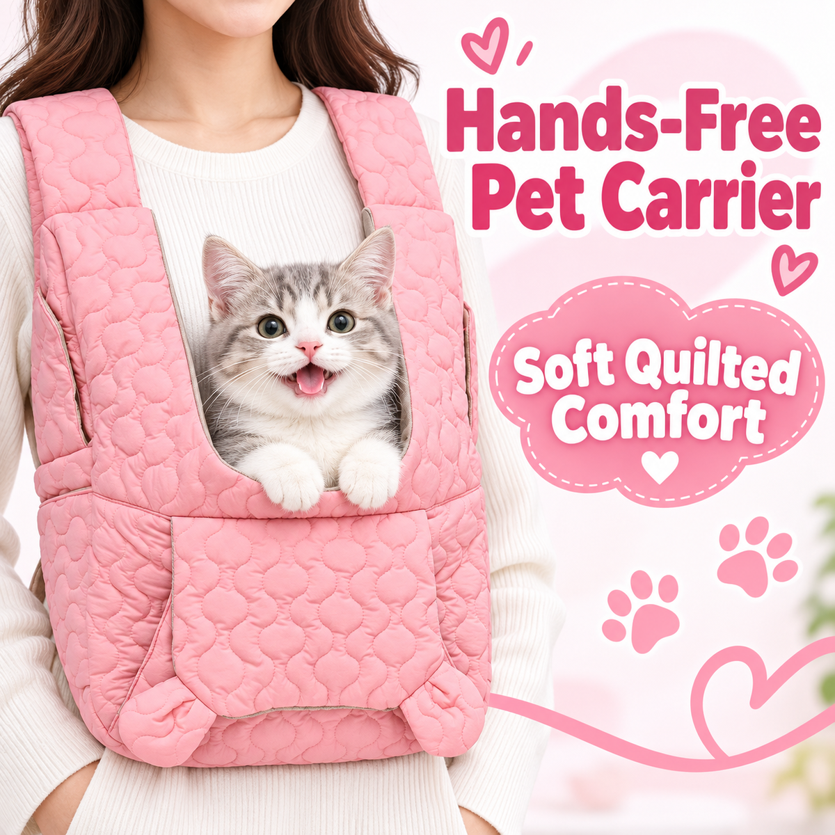 Soft Quilted Cat Carrier Backpack