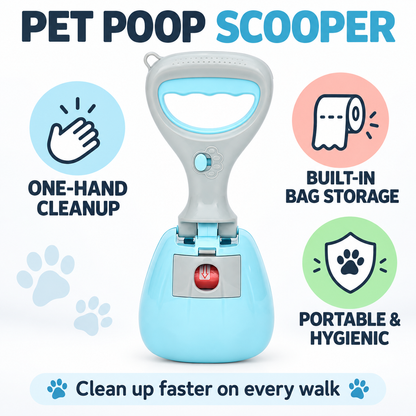 Portable Dog Poop Scooper with Bag Dispenser