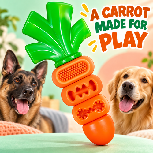 🥕 Carrot Dog Chew Toy – Fill It with Treats & Let the Fun Begin! 🐾