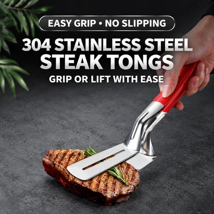 🍳 Upgrade Your Cooking! 2-in-1 Stainless Steel Meat Flipper & Spatula Tongs | Easy Grip, Lift & Serve
