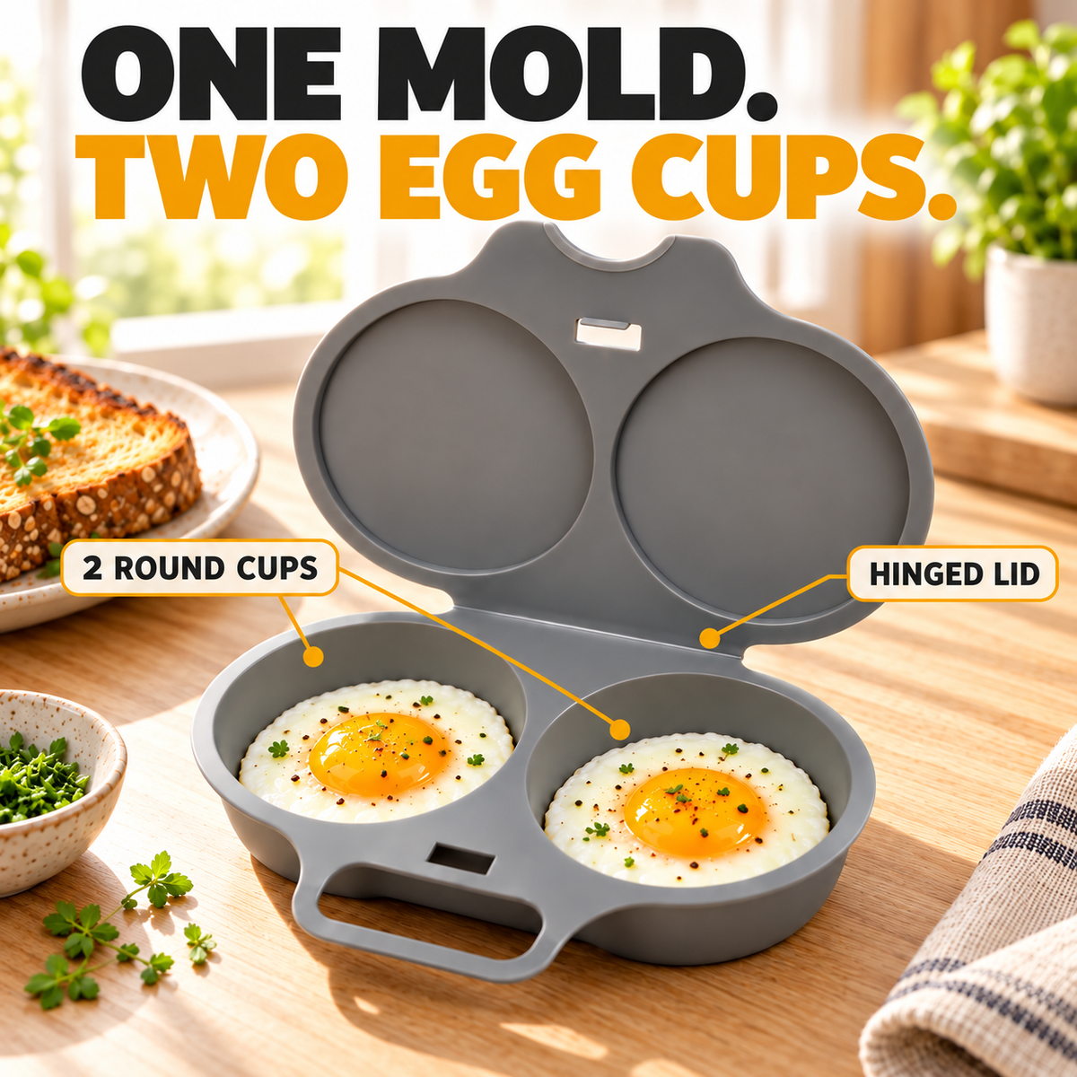 🍳 2-Cup Microwave Egg Cooker 🥚 Quick & Easy Two-Egg Breakfast Maker