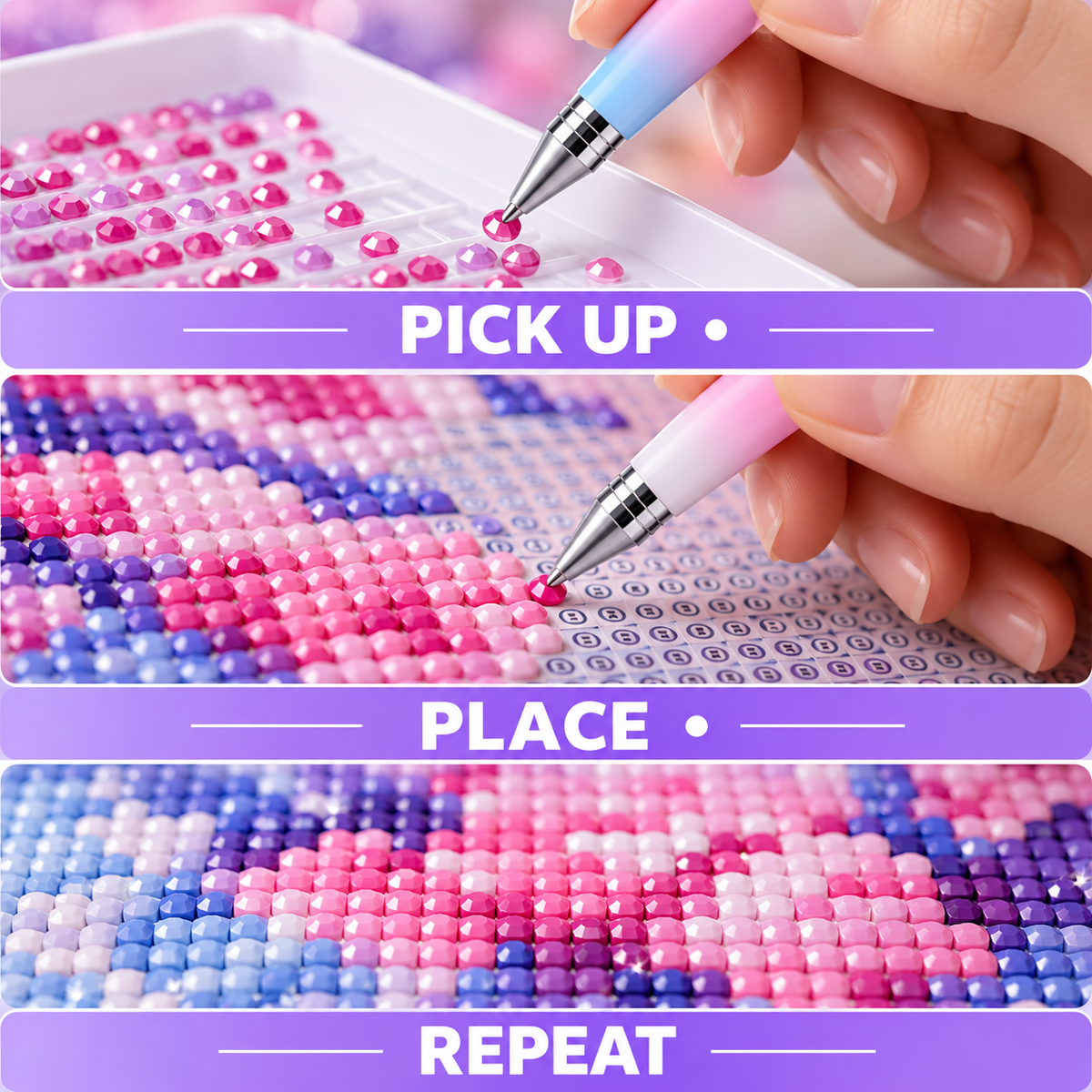 Refillable Wax Pen + Wax Refills, Rotating Drill Pen for Rhinestone Picker Tools, Nail Art & Diamond Art Accessories, Quick Pick Up Gems Jewels