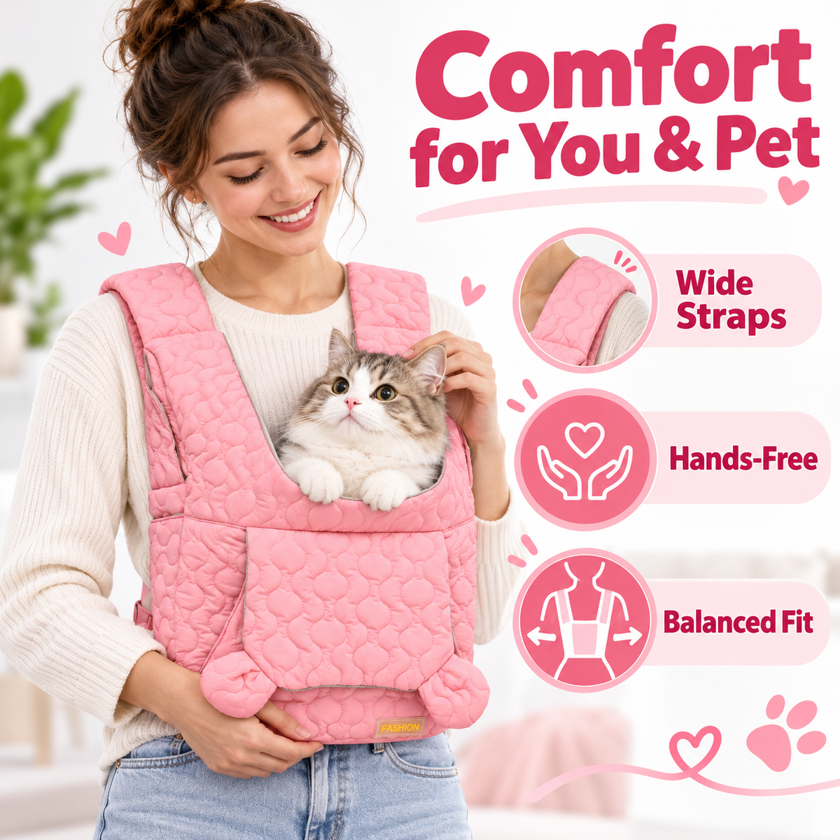 Soft Quilted Cat Carrier Backpack