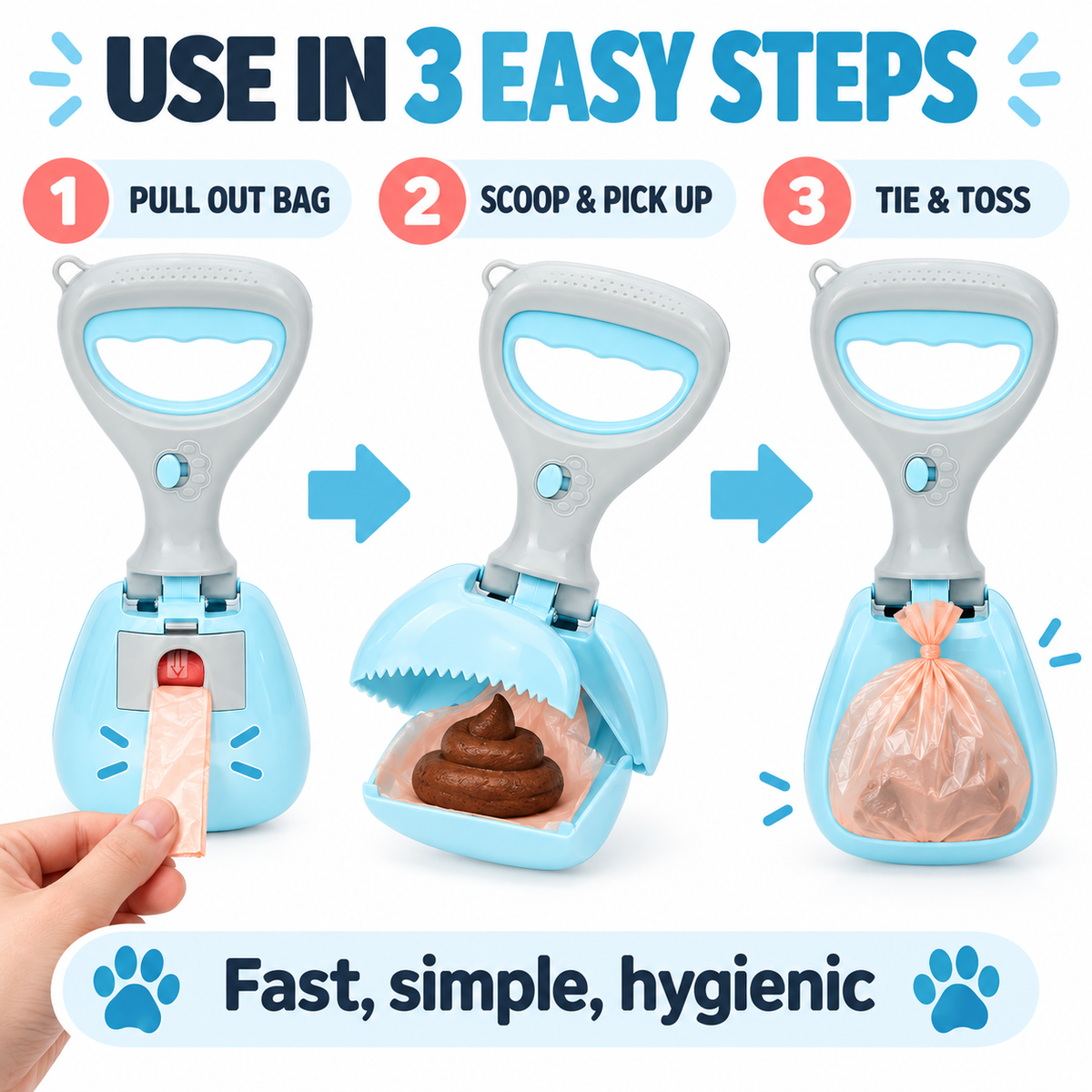 Portable Dog Poop Scooper with Bag Dispenser