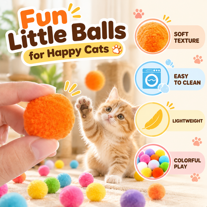 🔥 Playtime Just Got Cuter! 🐱 Cat Ball Launcher – Battery-Free, Easy-Launch Fun with Soft Pom-Poms for Indoor Play 🐾