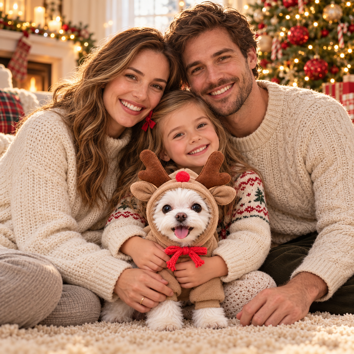 Dog Christmas Reindeer Hoodie - Small-Medium Sizes, Casual, Warmth - Festive Holiday Pet Costume Winter Apparel