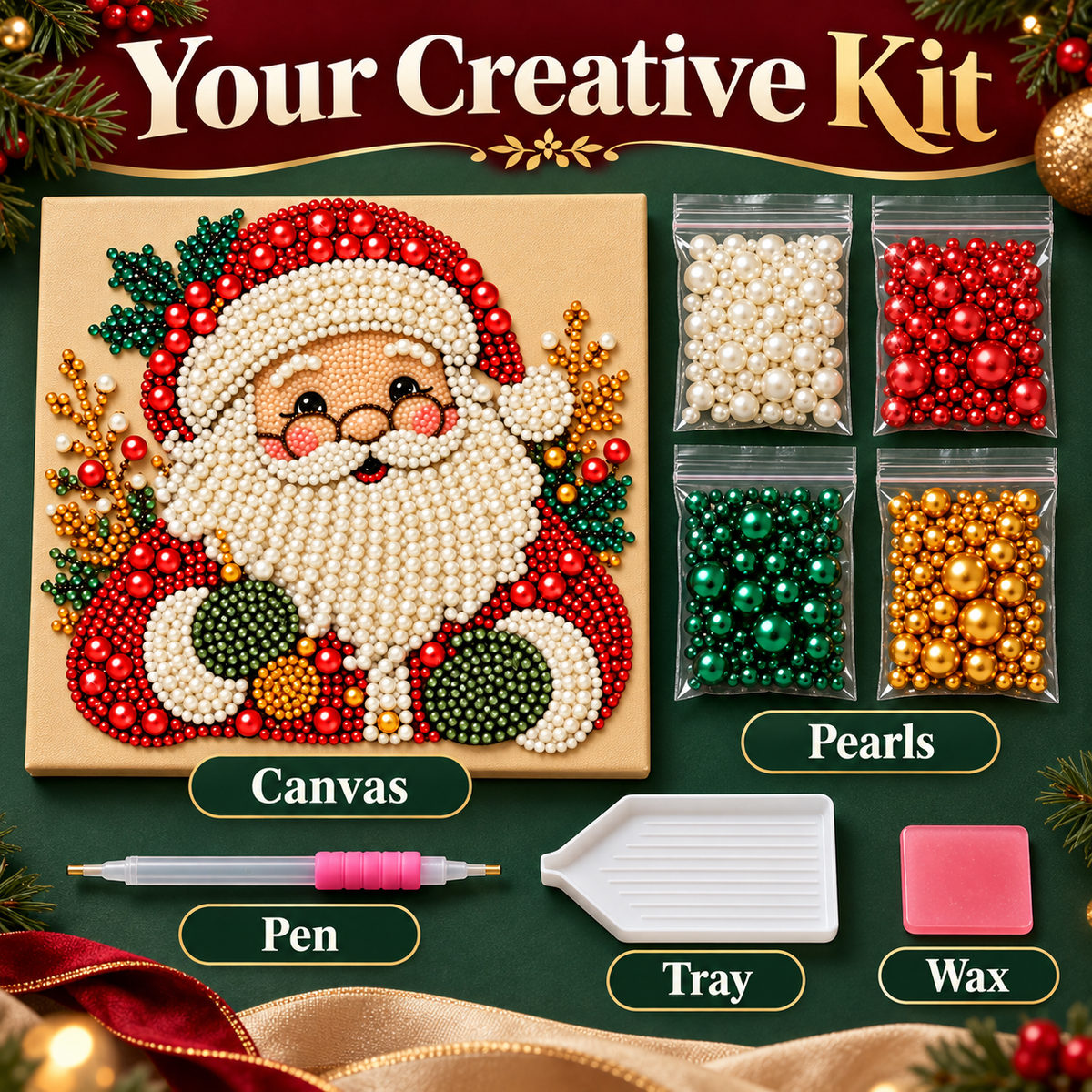 🎄 Christmas 3D Pearl & Diamond Art Kit