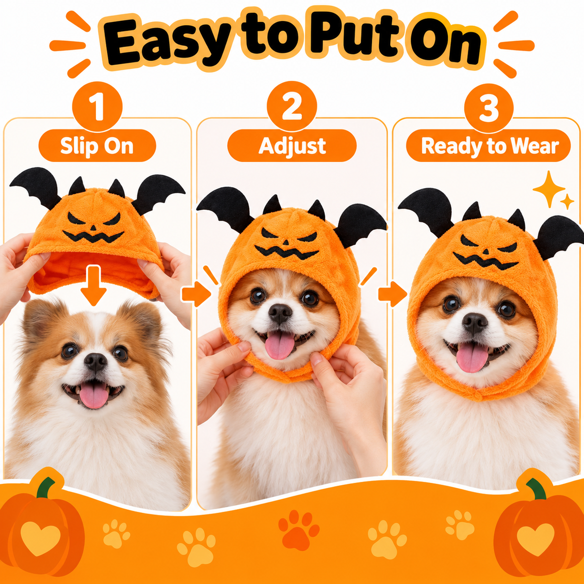 Halloween Pumpkin Pet Hood for Dogs & Cats