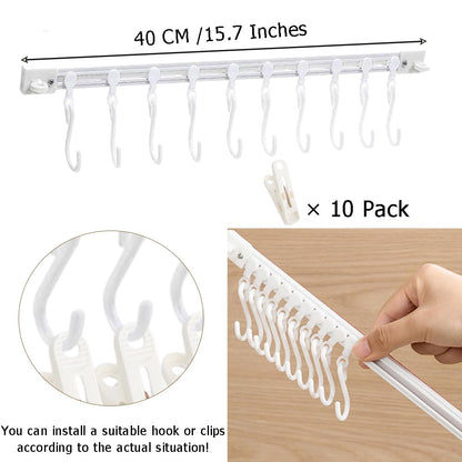 Sliding Cabinet Door Hook Organizer – 10 Movable Hooks