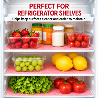 Refrigerator Shelf Liner Mats, Food Grade Waterproof Drawer Liners, Thick Anti-Oil & Moisture Resistant Cabinet Mats, Cut to Fit Kitchen Shelves, Drawers, Closets and Shoe Cabinets