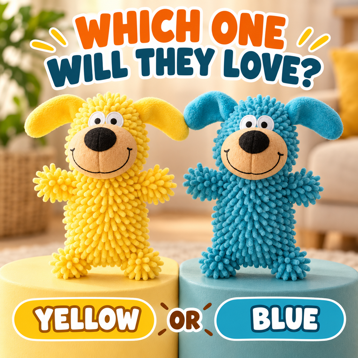 Dog Squeaky Toy, Short Mop Velvet Interactive Dog Toy