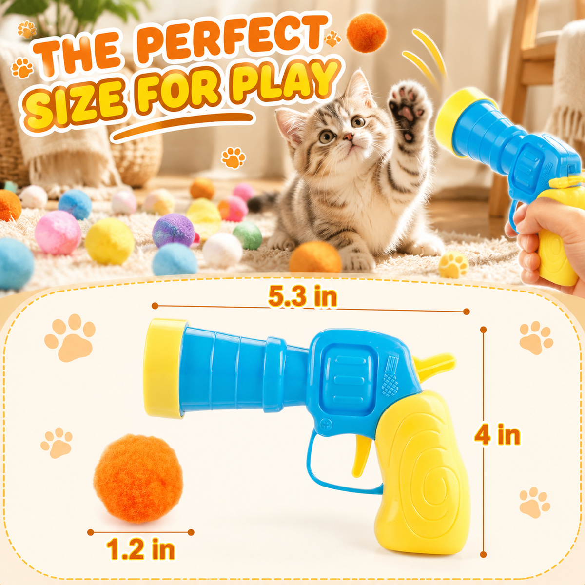 🔥 Playtime Just Got Cuter! 🐱 Cat Ball Launcher – Battery-Free, Easy-Launch Fun with Soft Pom-Poms for Indoor Play 🐾