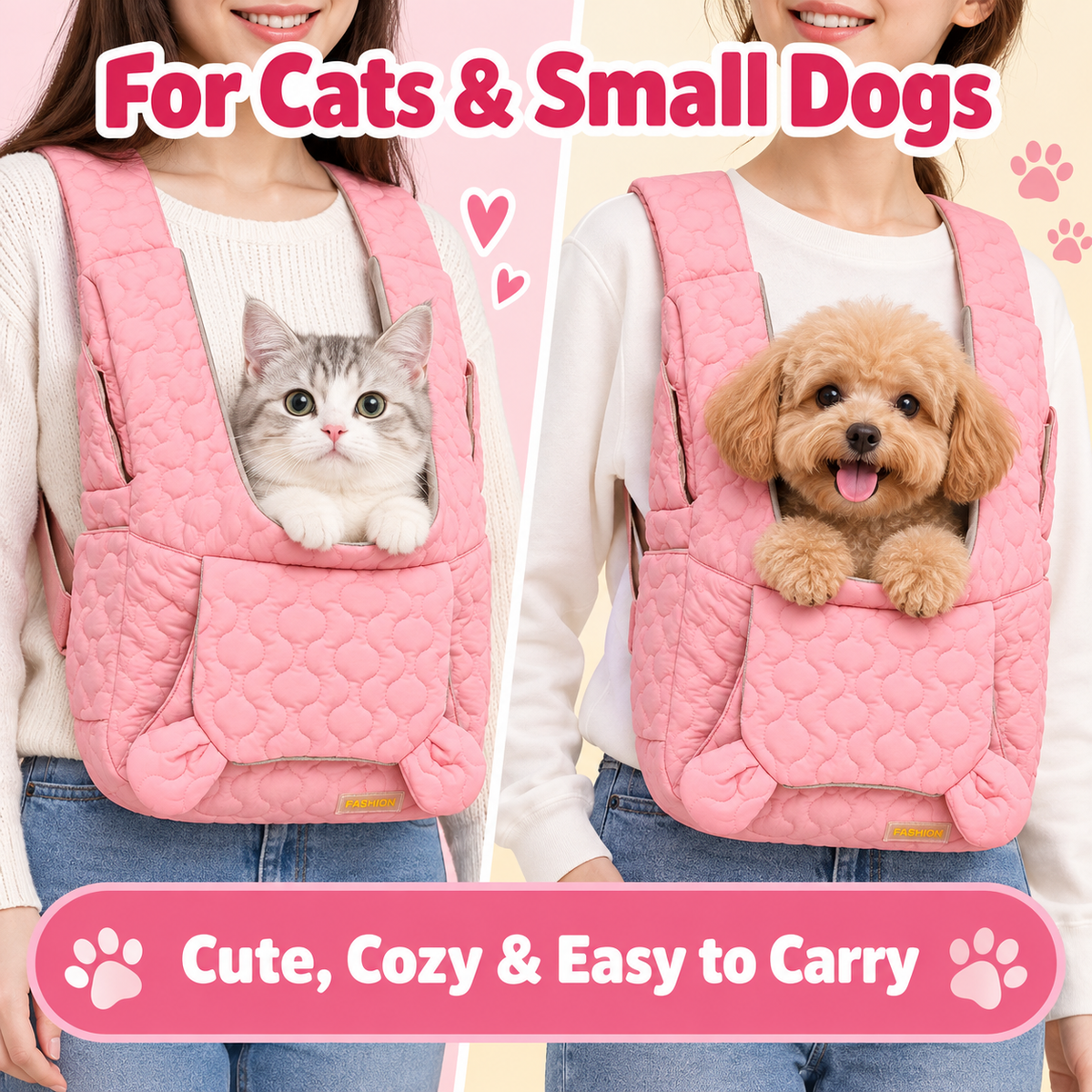Soft Quilted Cat Carrier Backpack