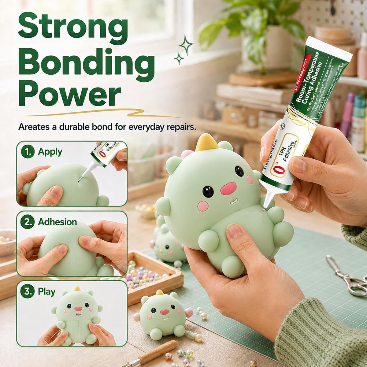 20ml TPR Repair Glue, Syringe Tube Design, Clear Flexible Non-Hardening Low Odor Adhesive, Fast Curing Waterproof Soft Sealant, For Repairing Cracked 0°TPR Soft Rubber Toys & Stress Ball Plugs, Keep Out of Reach of Children