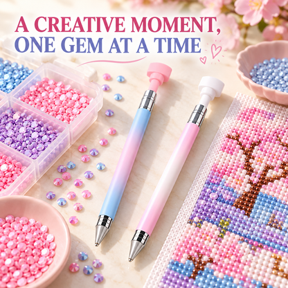 Refillable Wax Pen + Wax Refills, Rotating Drill Pen for Rhinestone Picker Tools, Nail Art & Diamond Art Accessories, Quick Pick Up Gems Jewels