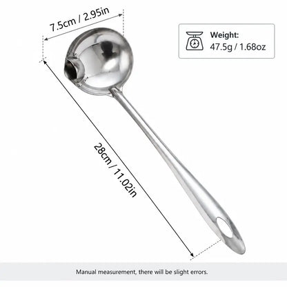 Count Stainless Steel Soup Ladle Utensils - Built-in Spout Drip-Free Pouring Design, Long Handle with Hanging Hole for Kitchen Cooking, Serving Soups