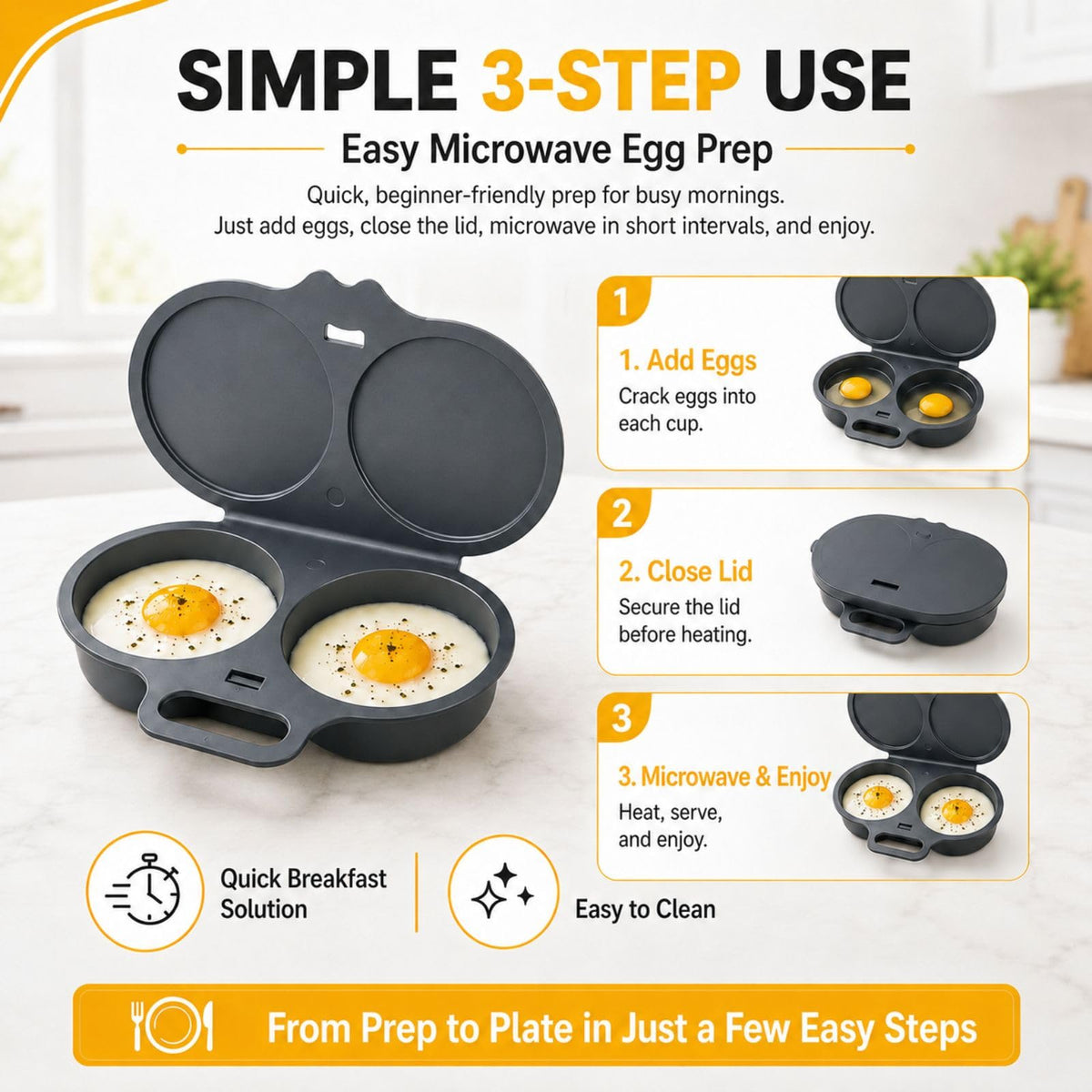 🔥 Hot Selling! 🥚 2-Cup Microwave Egg Cooker – Quick Prep, Non-Stick & Easy to Clean | BPA-Free & Dishwasher Safe