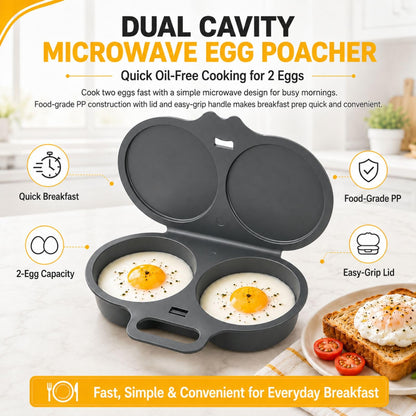 🔥 Hot Selling! 🥚 2-Cup Microwave Egg Cooker – Quick Prep, Non-Stick & Easy to Clean | BPA-Free & Dishwasher Safe