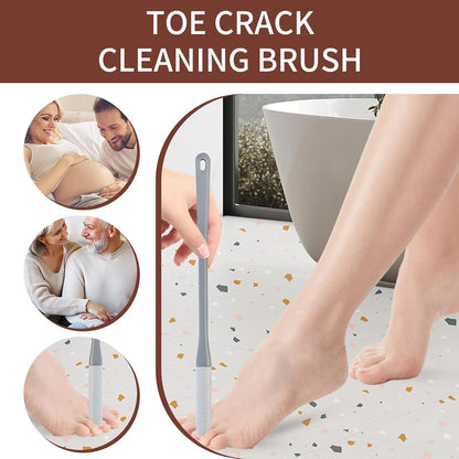 Long Handled Silicone Toe Gap Cleaning Brush, Soft Rubber Exfoliating Foot Scrubber for Shower, Crevice Cleaner for Seniors, Elderly, Men and Women