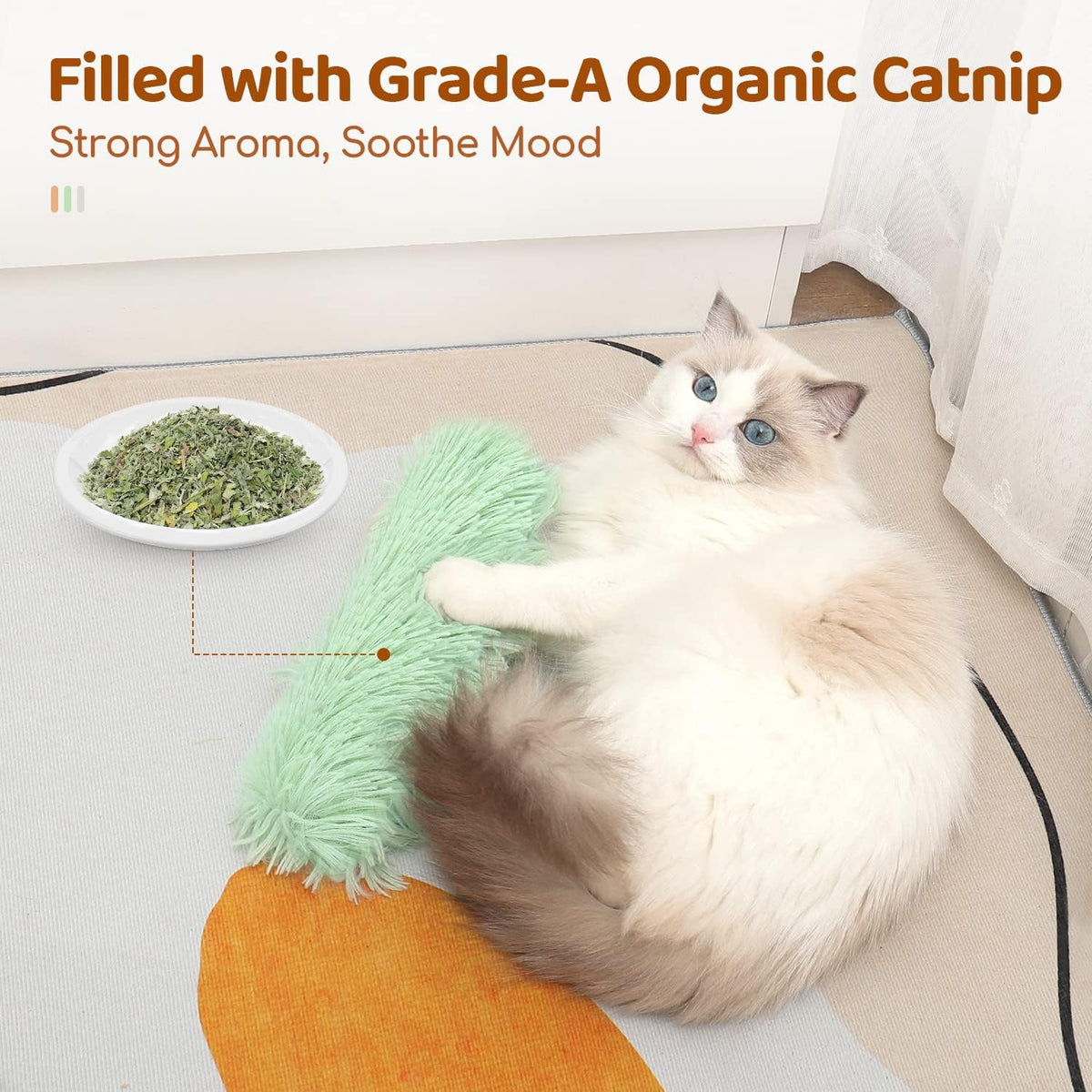 Cat Toys Pillows, Soft and Durable Crinkle Sound with Catnip Inside, Interactive Indoor Kitten Kicker, Promotes Kitty Exercise