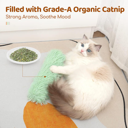 Cat Toys Pillows, Soft and Durable Crinkle Sound with Catnip Inside, Interactive Indoor Kitten Kicker, Promotes Kitty Exercise