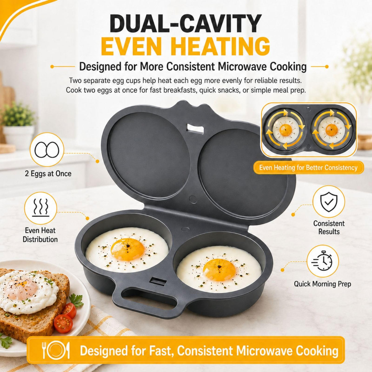 🔥 Hot Selling! 🥚 2-Cup Microwave Egg Cooker – Quick Prep, Non-Stick & Easy to Clean | BPA-Free & Dishwasher Safe