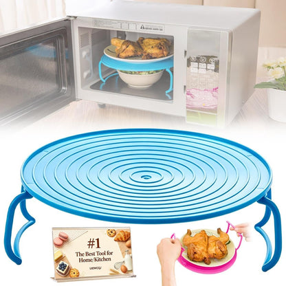 🍽️ 2-Tier Microwave Rack – 3-in-1 Multipurpose Plate Stacker | Save Space, Heat More, Stay Organized! ✨