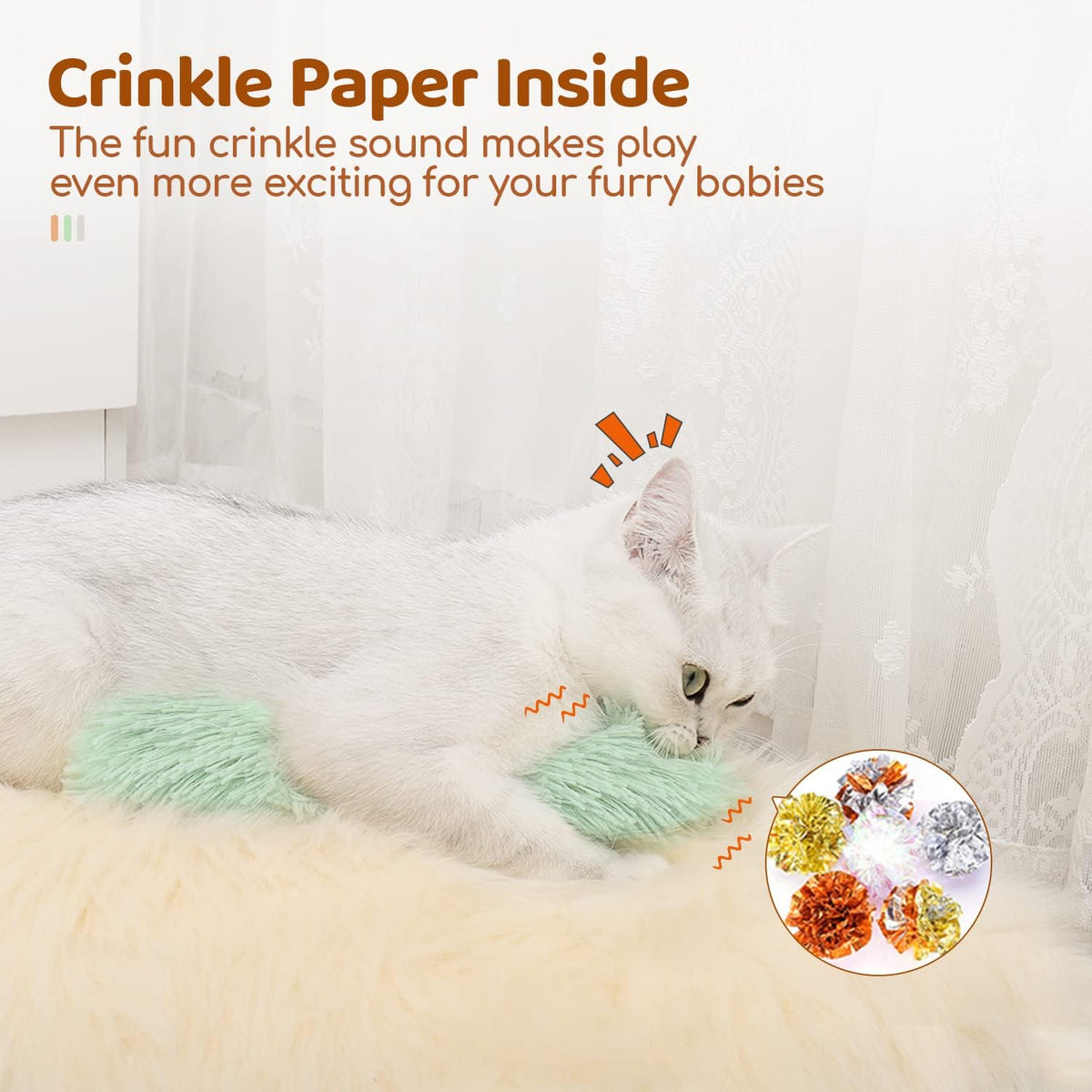 Cat Toys Pillows, Soft and Durable Crinkle Sound with Catnip Inside, Interactive Indoor Kitten Kicker, Promotes Kitty Exercise
