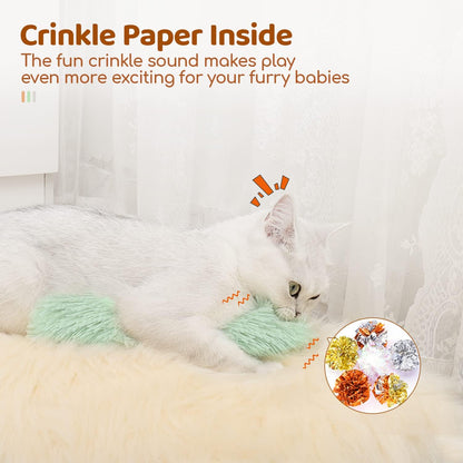 Cat Toys Pillows, Soft and Durable Crinkle Sound with Catnip Inside, Interactive Indoor Kitten Kicker, Promotes Kitty Exercise