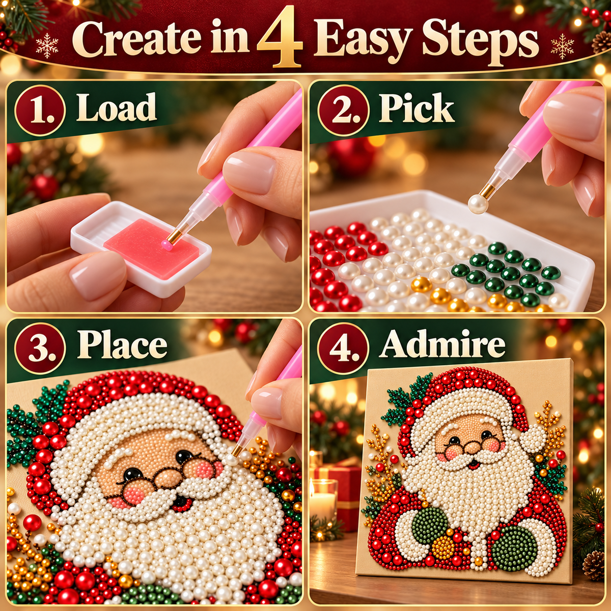 🎄 Christmas 3D Pearl & Diamond Art Kit