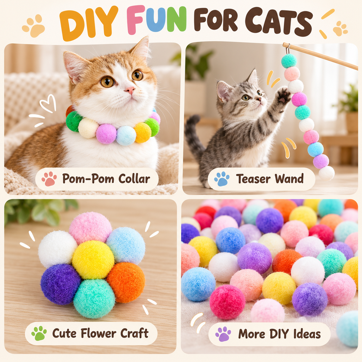 🔥 Playtime Just Got Cuter! 🐱 Cat Ball Launcher – Battery-Free, Easy-Launch Fun with Soft Pom-Poms for Indoor Play 🐾