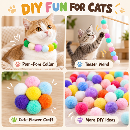 🔥 Playtime Just Got Cuter! 🐱 Cat Ball Launcher – Battery-Free, Easy-Launch Fun with Soft Pom-Poms for Indoor Play 🐾