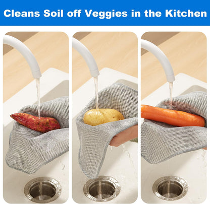 Heavy-duty metallic dishcloth – a scouring cloth for kitchen dishes and stovetops, designed to replace steel wool scrubbers.