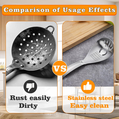 5 in 1 Multifunctional Cooking Spoon, 304 Stainless Steel Egg Yolk Separator for Raw Eggs, Potato Masher, Food Grater Plate, Slotted Spoon, and Bottle Opener - Heavy Duty Kitchen Utensil