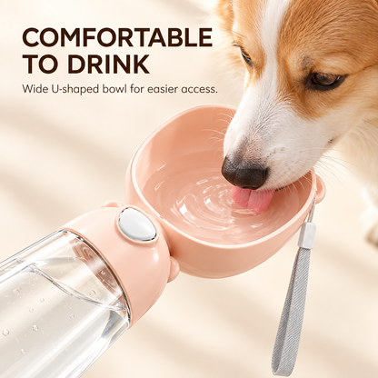 Portable Dog Water Bottle with Bowl, Leak-Proof Pet Travel Water Dispenser for Dogs & Cats, Outdoor Walking Hydration Cup