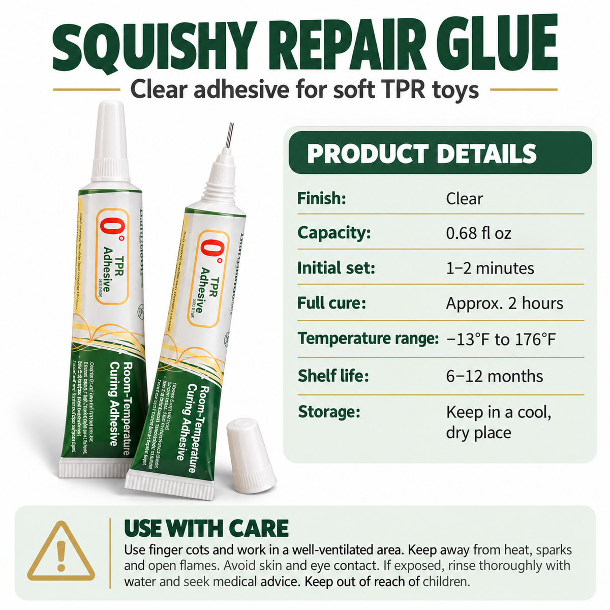 20ml TPR Repair Glue, Syringe Tube Design, Clear Flexible Non-Hardening Low Odor Adhesive, Fast Curing Waterproof Soft Sealant, For Repairing Cracked 0°TPR Soft Rubber Toys & Stress Ball Plugs, Keep Out of Reach of Children