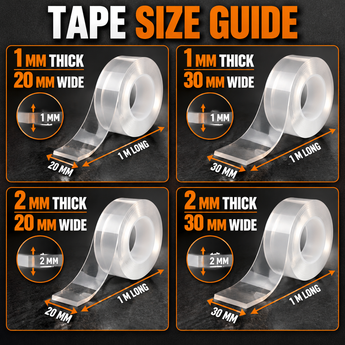 Heavy Duty Acrylic Gel Double Sided Tape, 32.1FT Transparent Reusable Waterproof Mounting Tape, Cuttable No-Trace Adhesive Strip for Home Decor, Wall Fixing, and Smooth Surface Applications  Option 2: