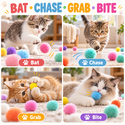 🔥 Playtime Just Got Cuter! 🐱 Cat Ball Launcher – Battery-Free, Easy-Launch Fun with Soft Pom-Poms for Indoor Play 🐾