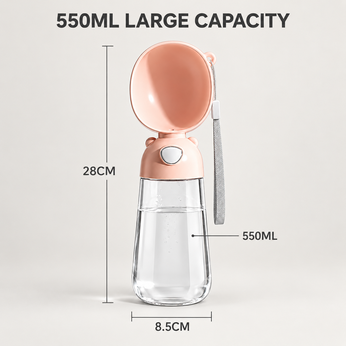 Portable Dog Water Bottle with Bowl, Leak-Proof Pet Travel Water Dispenser for Dogs & Cats, Outdoor Walking Hydration Cup